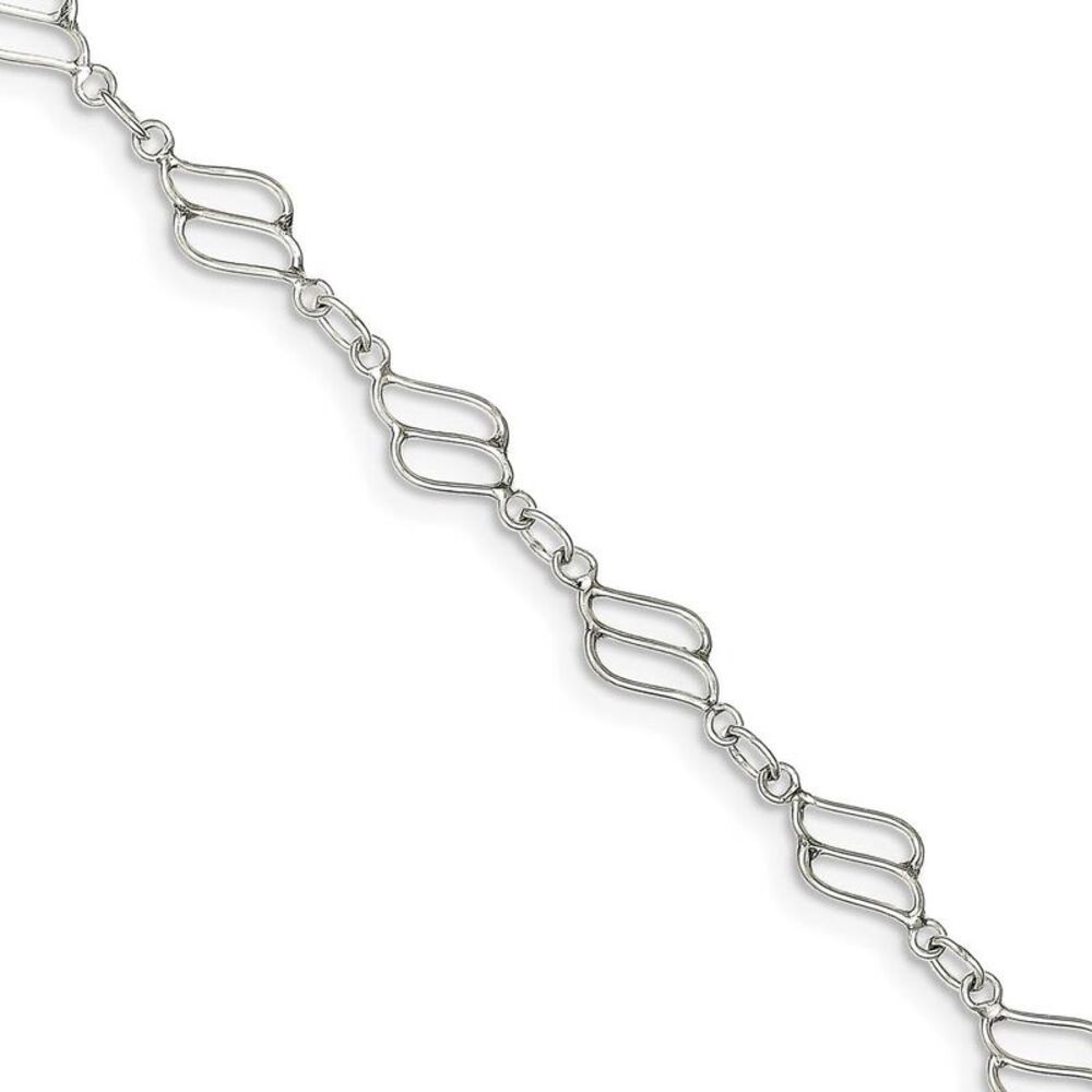 Sterling Silver Modern Anklet, 10 Inch